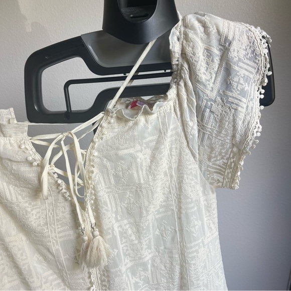 Red Carter Amalia Embroidered Ivory Midi Dress Sz L - Picture 7 of 13